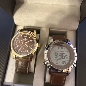Gold and Silver Watch Set with Leather Straps brand new never worn